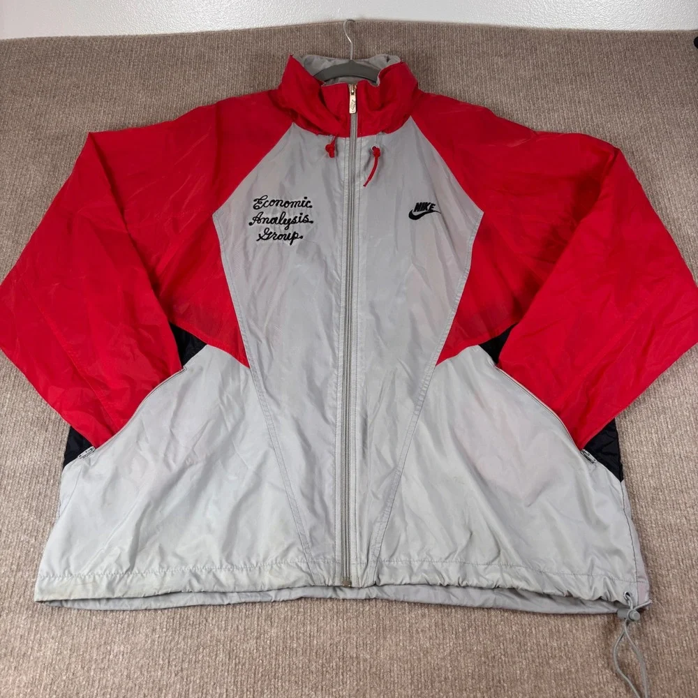VTG 90s Nike Red Colorblock Lightweight Nylon Windbreaker Men's Size XL